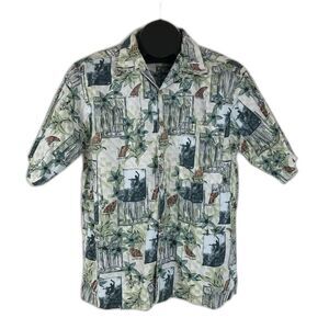 OP Sport Ocean Pacific Button Up Shirt Men's Small Floral Surfing Casual Cotton